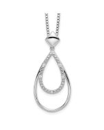 Sleek Willow Rosy Maple White Ice Sterling Silver Rhodium-plated 18 Inch Diamond Fancy Teardrop Necklace with 2 Inch Extender