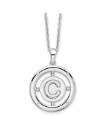 Lustrous Maple Rosy Sky White Ice Sterling Silver Rhodium-plated 18 Inch Diamond Letter C Initial Necklace with 2 Inch Extender