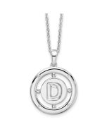 Gilded Ridge Moonlit Cascade White Ice Sterling Silver Rhodium-plated 18 Inch Diamond Letter D Initial Necklace with 2 Inch Extender