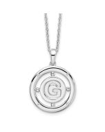 Emerald Valley White Ice Sterling Silver Rhodium-plated 18 Inch Diamond Letter G Initial Necklace with 2 Inch Extender