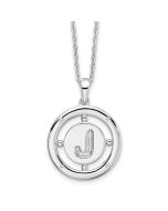 Dusk Pebble White Ice Sterling Silver Rhodium-plated 18 Inch Diamond Letter J Initial Necklace with 2 Inch Extender