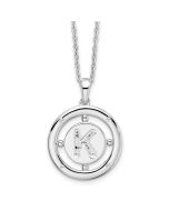 Pure Pebble Tranquil Stream White Ice Sterling Silver Rhodium-plated 18 Inch Diamond Letter K Initial Necklace with 2 Inch Extender