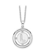 Dawn Ember Moonlit Lily White Ice Sterling Silver Rhodium-plated 18 Inch Diamond Letter L Initial Necklace with 2 Inch Extender