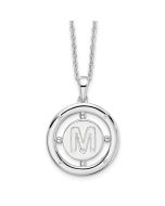 Azure Zephyr Sunlit Mesa White Ice Sterling Silver Rhodium-plated 18 Inch Diamond Letter M Initial Necklace with 2 Inch Extender