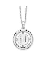 Bold Moon Calm Lotus White Ice Sterling Silver Rhodium-plated 18 Inch Diamond Letter N Initial Necklace with 2 Inch Extender