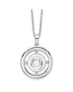 Silver Sun Dawn Ash White Ice Sterling Silver Rhodium-plated 18 Inch Diamond Letter O Initial Necklace with 2 Inch Extender
