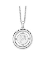 Ember White Ice Sterling Silver Rhodium-plated 18 Inch Diamond Letter P Initial Necklace with 2 Inch Extender