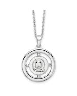 Regal Marigold White Ice Sterling Silver Rhodium-plated 18 Inch Diamond Letter Q Initial Necklace with 2 Inch Extender