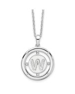  Cedar White Ice Sterling Silver Rhodium-plated 18 Inch Diamond Letter W Initial Necklace with 2 Inch Extender