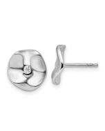 Clover Spark White Ice Sterling Silver Rhodium-plated Diamond Wavy Disk Post Earrings