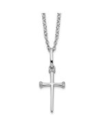 Noble Dahlia White Ice Sterling Silver Rhodium-plated 18 Inch Diamond Cross Necklace with 2 Inch Extender