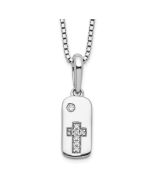 Starlit Stream Graceful Cove White Ice Sterling Silver Rhodium-plated 18 Inch Diamond Cross Tag Necklace with 2 Inch Extender