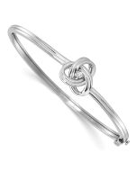 Selene White Ice Sterling Silver Rhodium-plated Diamond Love Knot Hinged Bangle Bracelet