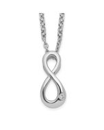 Graceful Anthem Modern Solstice White Ice Sterling Silver Rhodium-plated 18 Inch Diamond Infinity Symbol Necklace with 2 Inch Extender