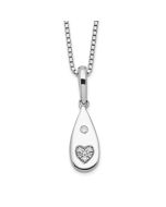 White Ice Sterling Silver Rhodium-plated 18 Inch Diamond Heart Teardrop Necklace with 2 Inch Extender