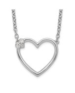 Polished Garden Brilliant Equinox White Ice Sterling Silver Rhodium-plated 18 Inch Diamond Open Heart Necklace