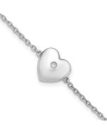 Zephira White Ice Sterling Silver Rhodium-plated 7 Inch Diamond Heart with .5 Inch Extender