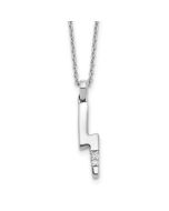 Sculpted Mesa White Ice Sterling Silver Rhodium-plated 18 inch Diamond Lightning Bolt Necklace plus 2 inch Extender