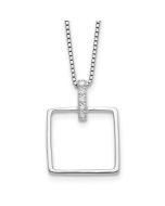 Graceful Mesa Iridescent Magnolia White Ice Sterling Silver Rhodium-plated 18 inch Diamond Open Square Necklace plus 2 inch Extention