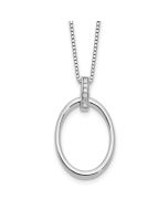 Graceful Anthem Spring Cove White Ice Sterling Silver Rhodium-plated 18 inch Diamond Oval Necklace plus 2 in Extender