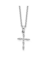Warm Moon Subtle Ridge White Ice Sterling Silver Rhodium-plated 18 inch Diamond Cross plus 2 inch Extender