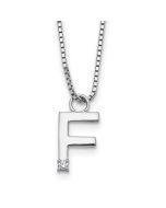 Emerald Aurora White Ice Sterling Silver Rhodium-plated 18 inch Diamond Letter F Initial Necklace plus 2 inch Extender