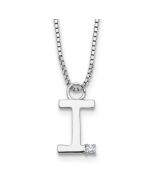 Serene Orchid White Ice Sterling Silver Rhodium-plated 18 inch Diamond Letter I Initial Necklace plus 2 inch Extender
