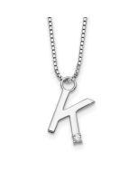 Majestic Maple White Ice Sterling Silver Rhodium-plated 18 inch Diamond Letter K Initial Necklace plus 2 inch Extender