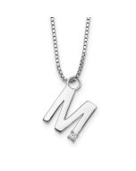 Azure Ember White Ice Sterling Silver Rhodium-plated 18 inch Diamond Letter M Initial Necklace plus 2 inch Extender