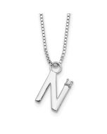 Azura Sapphire Sun White Ice Sterling Silver Rhodium-plated 18 inch Diamond Letter N Initial Necklace plus 2 inch Extender