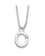 Modern Marigold White Ice Sterling Silver Rhodium-plated 18 inch Diamond Letter O Initial Necklace plus 2 inch Extender