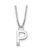 Amber Halo Silken Wren White Ice Sterling Silver Rhodium-plated 18 inch Diamond Letter P Initial Necklace plus 2 inch Extender