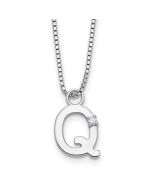 Bold Garden White Ice Sterling Silver Rhodium-plated 18 inch Diamond Letter Q Initial Necklace plus 2 inch Extender