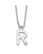 Cool Ridge White Ice Sterling Silver Rhodium-plated 18 inch Diamond Letter R Initial Necklace plus 2 inch Extender