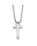 Regal Wren White Ice Sterling Silver Rhodium-plated 18 inch Diamond Letter T Initial Neckalce plus 2 inch Extender