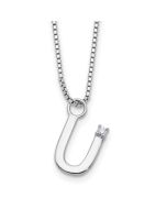 Silken Comet Noble Sky White Ice Sterling Silver Rhodium-plated 18 inch Diamond Letter U Initial Necklace plus 2 inch Extender