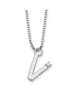 Warm Nova Minimal Nova White Ice Sterling Silver Rhodium-plated 18 inch Diamond Letter V Initial Necklace plus 2 inch Extender