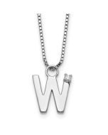 Satin Meadow White Ice Sterling Silver Rhodium-plated 18 inch Diamond Letter W Initial Necklace plus 2 inch Extender