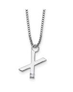 Satin Meadow Sleek Zephyr White Ice Sterling Silver Rhodium-plated 18 inch Diamond Letter X Initial Necklace plus 2 inch Extender