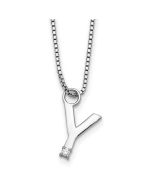 Sculpted Sun White Ice Sterling Silver Rhodium-plated 18 inch Diamond Letter Y Initial Necklace plus 2 inch Extender