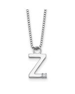 Moonlit Lily White Ice Sterling Silver Rhodium-plated 18 inch Diamond Letter Z Initial Necklace plus 2 inch Extender