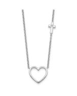 Crystal Moon Sunlit Halo White Ice Sterling Silver Rhodium-plated Diamond Heart and Cross 18 inch Necklace plus 2 inch Extender