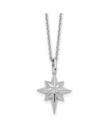 Iridescent Shore Gleaming Zephyr White Ice Sterling Silver Rhodium-plated Star with a Diamond 18inch Necklace plus 2 inch Extender