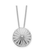 Magnolia Sunlit Equinox White Ice Sterling Silver Rhodium-plated Fanned Circle with a Diamond 18 inch Necklace plus 2 inch Extender