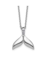 Dusk Violet White Ice Sterling Silver Rhodium-plated Diamond Whale Tail 18 inch Necklace plus 2 inch Extender