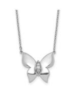 Sunlit Elm White Ice Sterling Silver Rhodium-plated Diamond Butterfly 18 inch Necklace plus 2 inch Extender