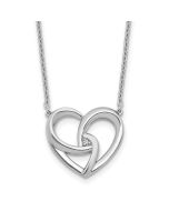 Classic Grove Soft Sonata White Ice Sterling Silver Rhodium-plated Diamond Fancy Heart 18 inch Necklace plus 2 inch Extender
