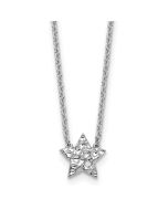 Warm Cove Radiant Magnolia White Ice Sterling Silver Rhodium-plated 18 inch Diamond Star Necklace plus 2 inch Extender