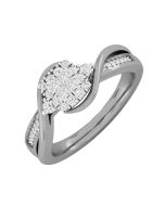 AeElLux 14K White Gold Diamond Ring