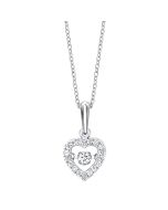 10kt White Gold Diamond Rhythm of Love Heart Pendant 1/5ctw